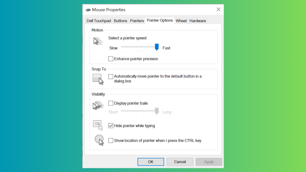 Control Panel Mouse Properties Windows