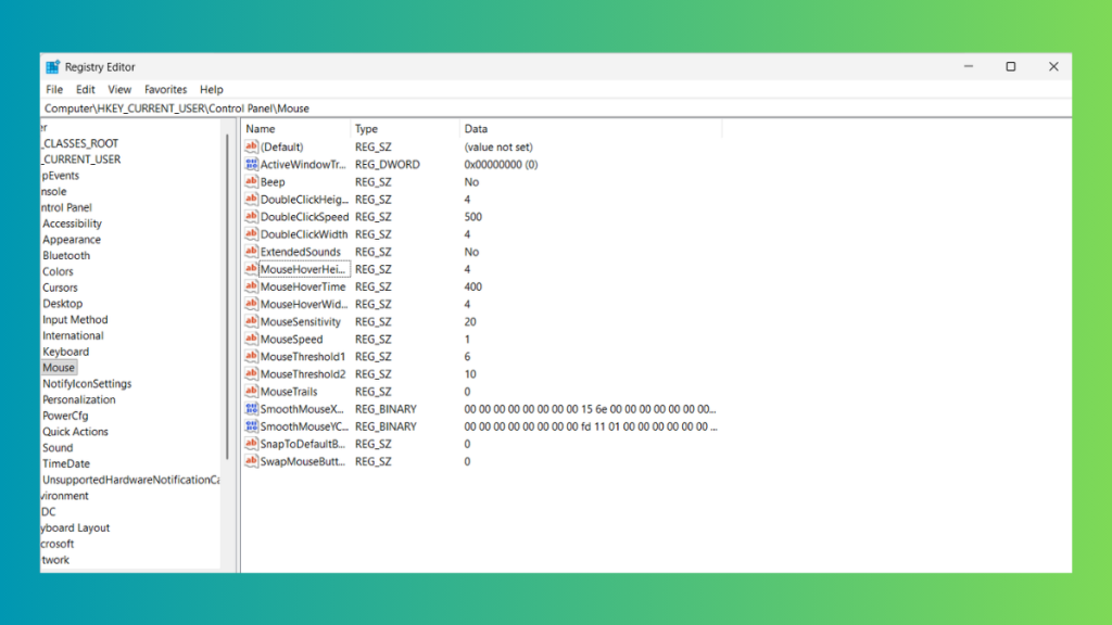 Change Mouse Speed via Registry